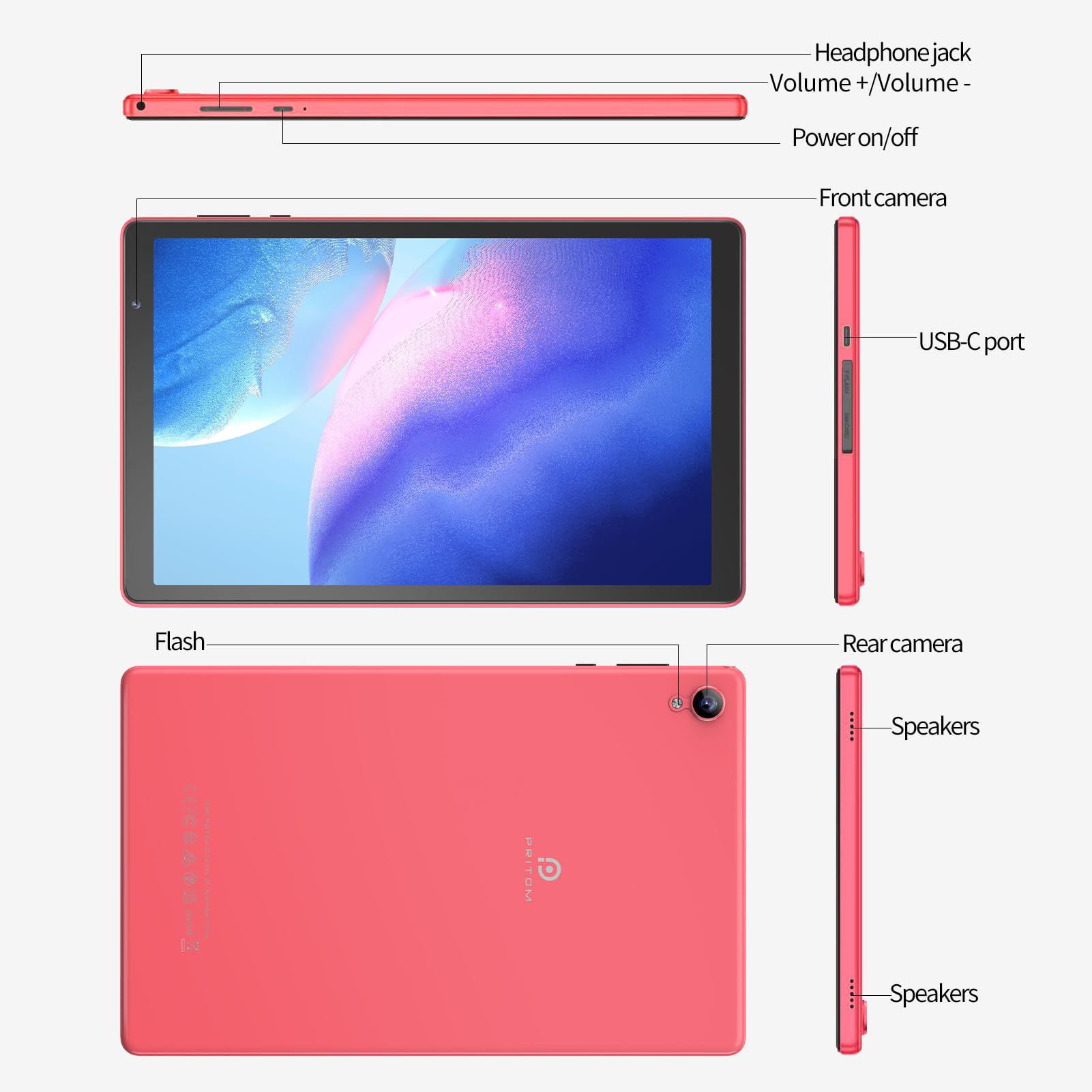 Amazon.com : PRITOM Tablets 10 inch, TAB10 Android 14 Tablet, Quad